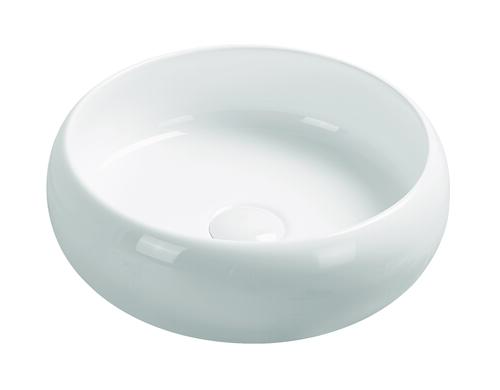 Vasque ronde à poser SORA en céramique Ø36 x h.12 cm - Blanc brillant